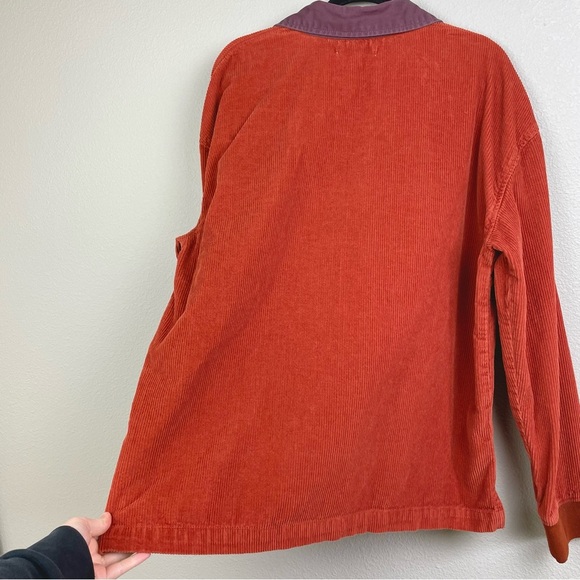 Urban Outfitters Men's Large Teracotta Corduroy Popover Collared Shirt Orange - Picture 16 of 16